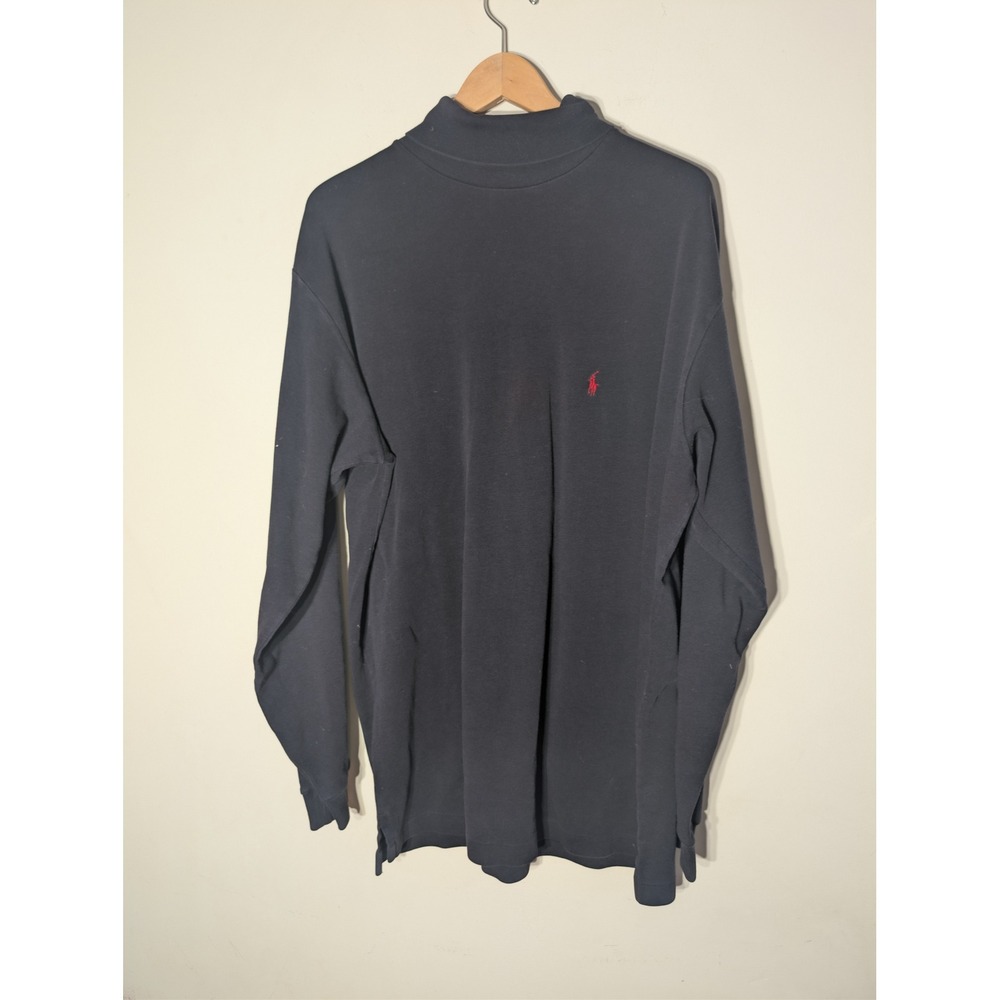Polo Ralph Lauren Turtleneck Long Sleeve Shirt Mens XL Navy Red Pony VIntage 90s